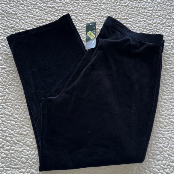 New Ralph Lauren Plus Size Wide Leg Luxury Black Velvet Pants Elastic Waist 2X - Picture 2 of 10